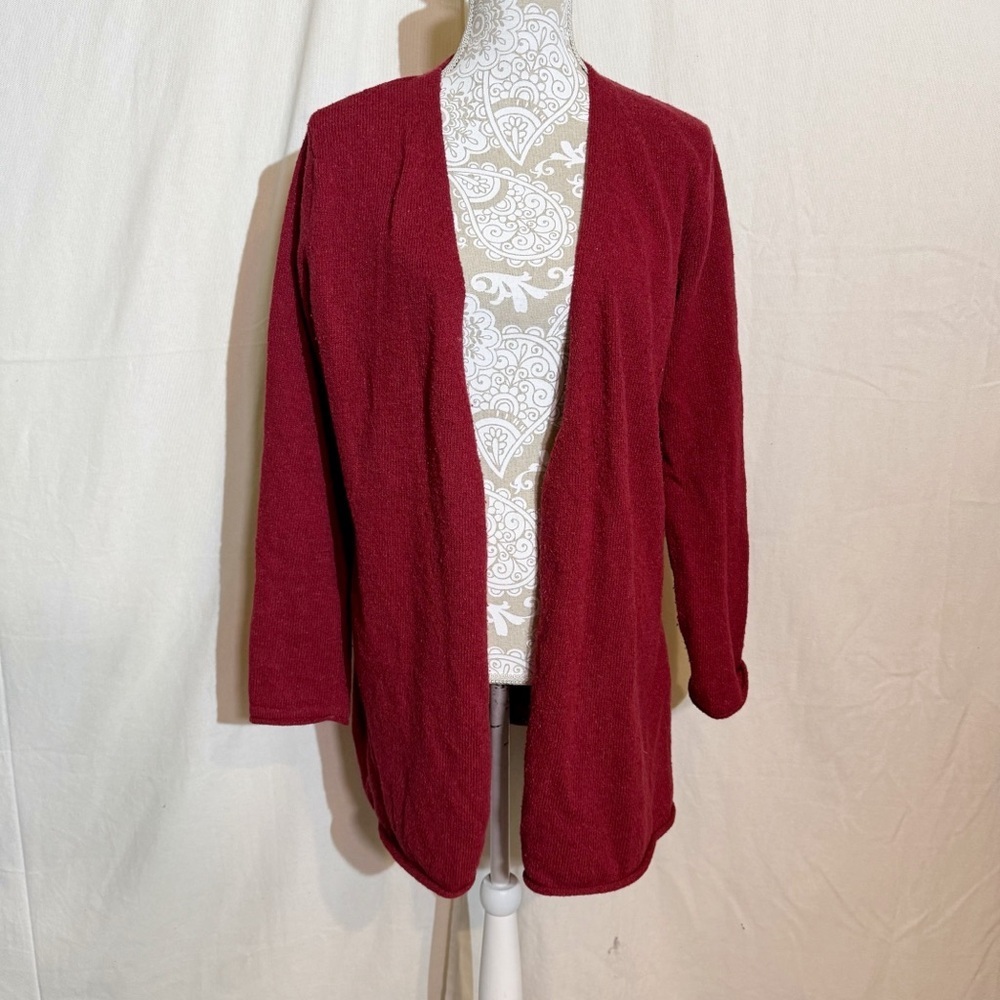 Patagonia // dark maroon cotton blend gathered back oversized sweater cardigan